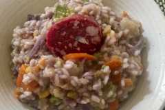 Risotto con verdure e insaccato di cavallo